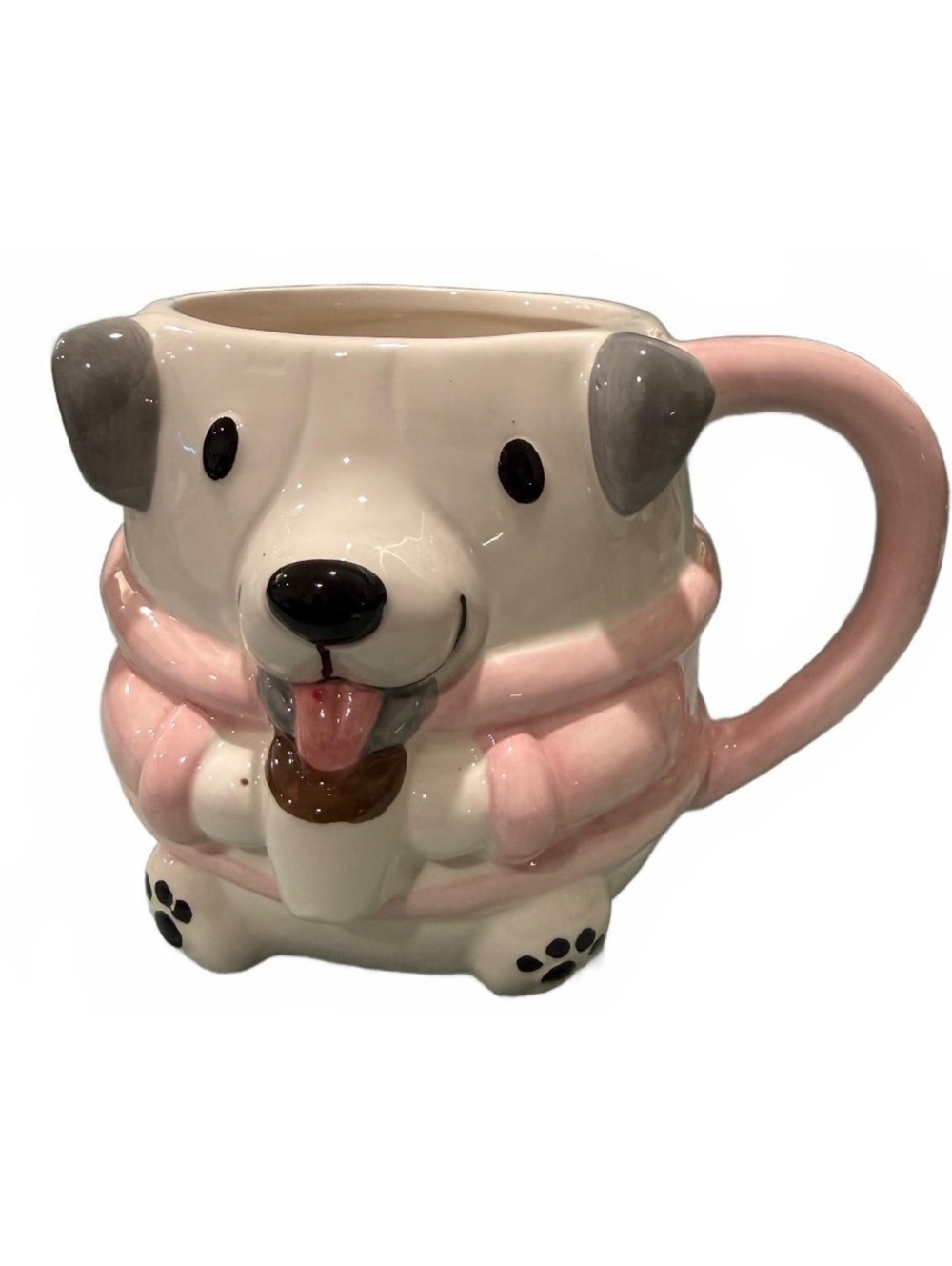 Sheffield Home Ceramic Dog Mug with Pink Scarf and Coffee Cup